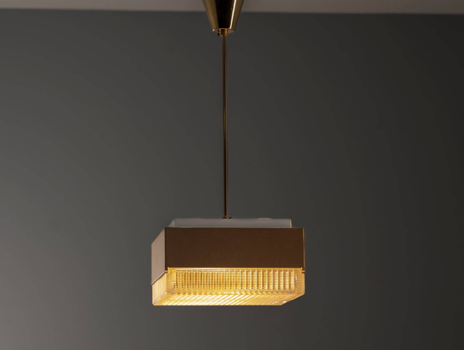 Pendant Light in Glass and Metal, 1970s Czechoslovakia, Vintage Mid-Century Ceiling Lamp Fixture
