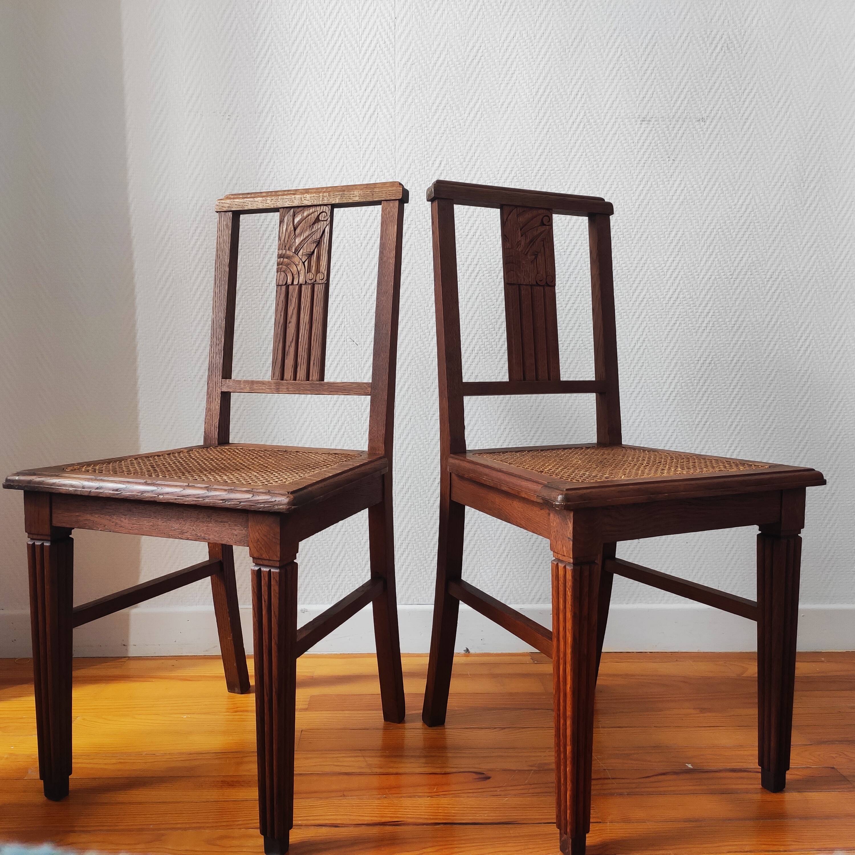 Art Deco chairs in new caned oak