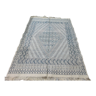 Tapis margoum blanc et bleu traditionnel tissé mains en pure laine 210x270cm