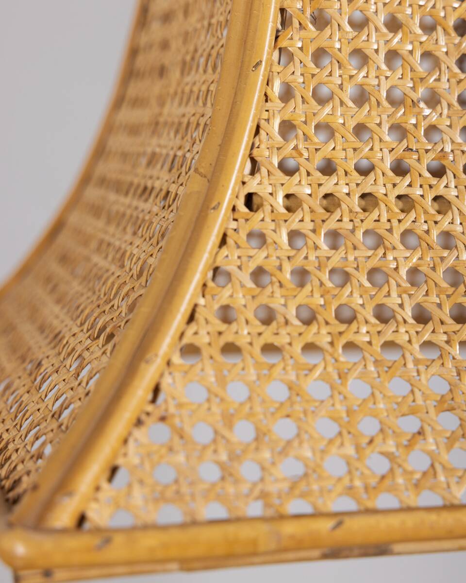 Vintage 1960s Bamboo and Straw Pendant Lamp, Italian Design