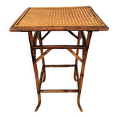 Table d'appoint fin XIXème en bambou et paille