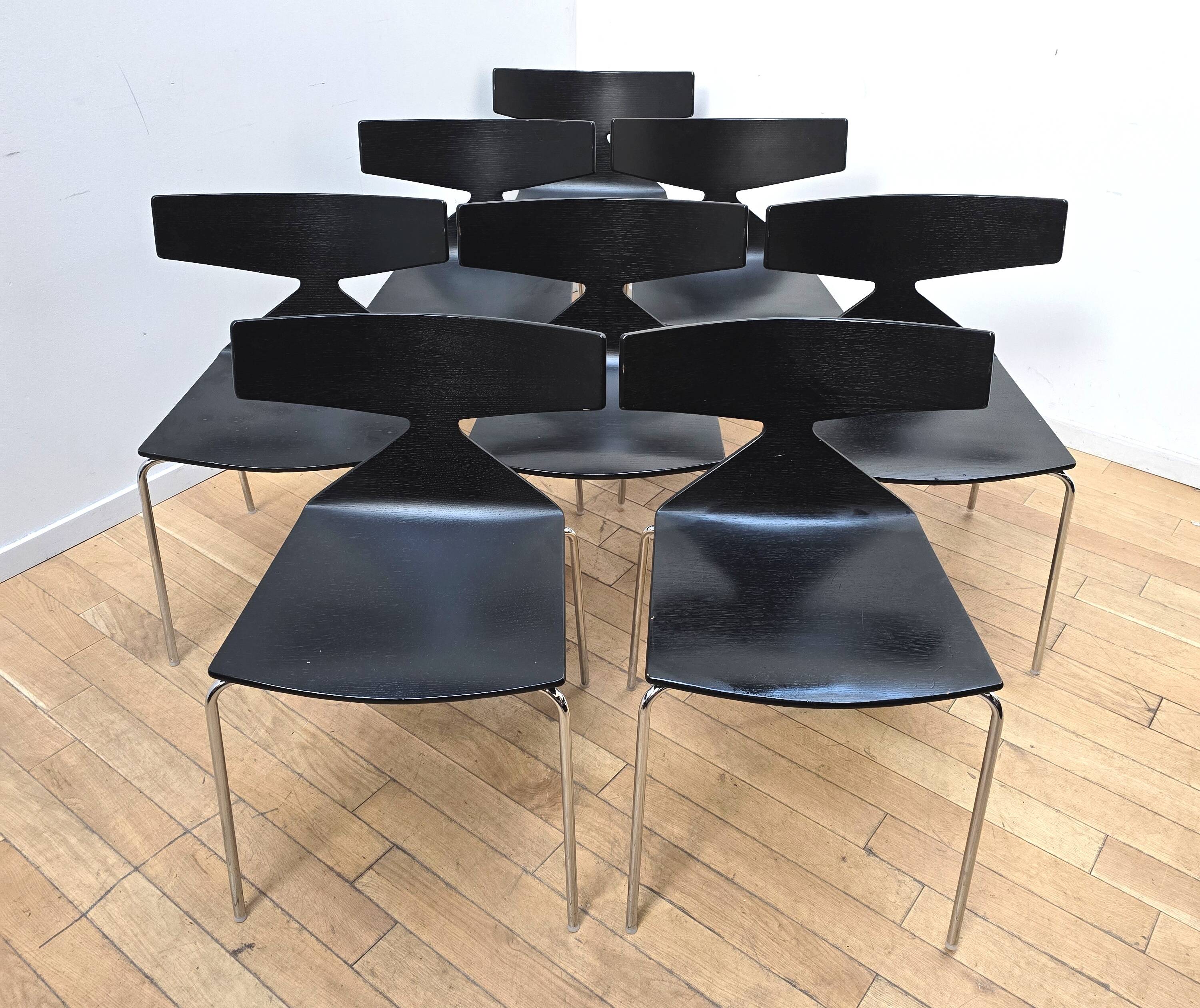 Set of 8 Saya dining chairs, Arper