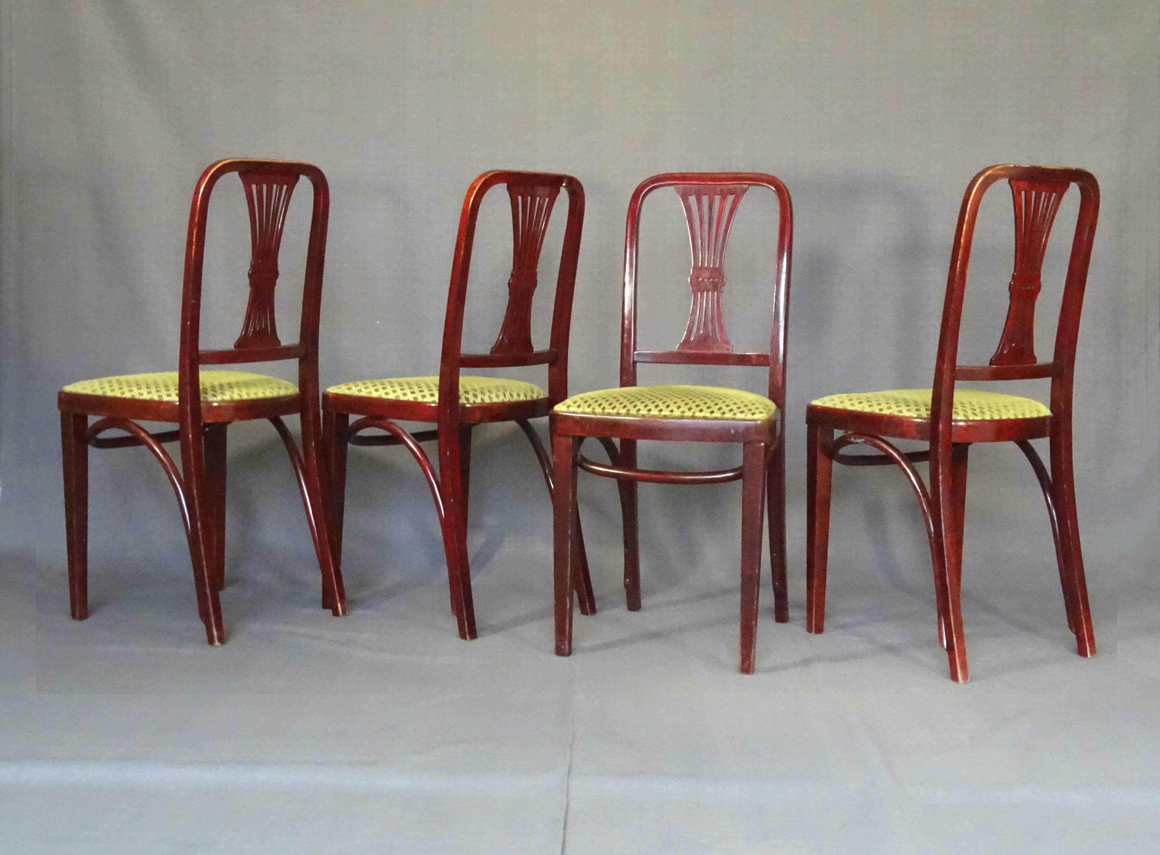 Set of 4 Art Deco chairs by Thonet, No. A78, circa 1930