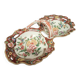 Double porcelain servant with floral decoration, polychrome and gilding – f