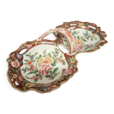 Double porcelain servant with floral decoration, polychrome and gilding – f