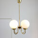 Mid-century brass and opaline glass chandelier