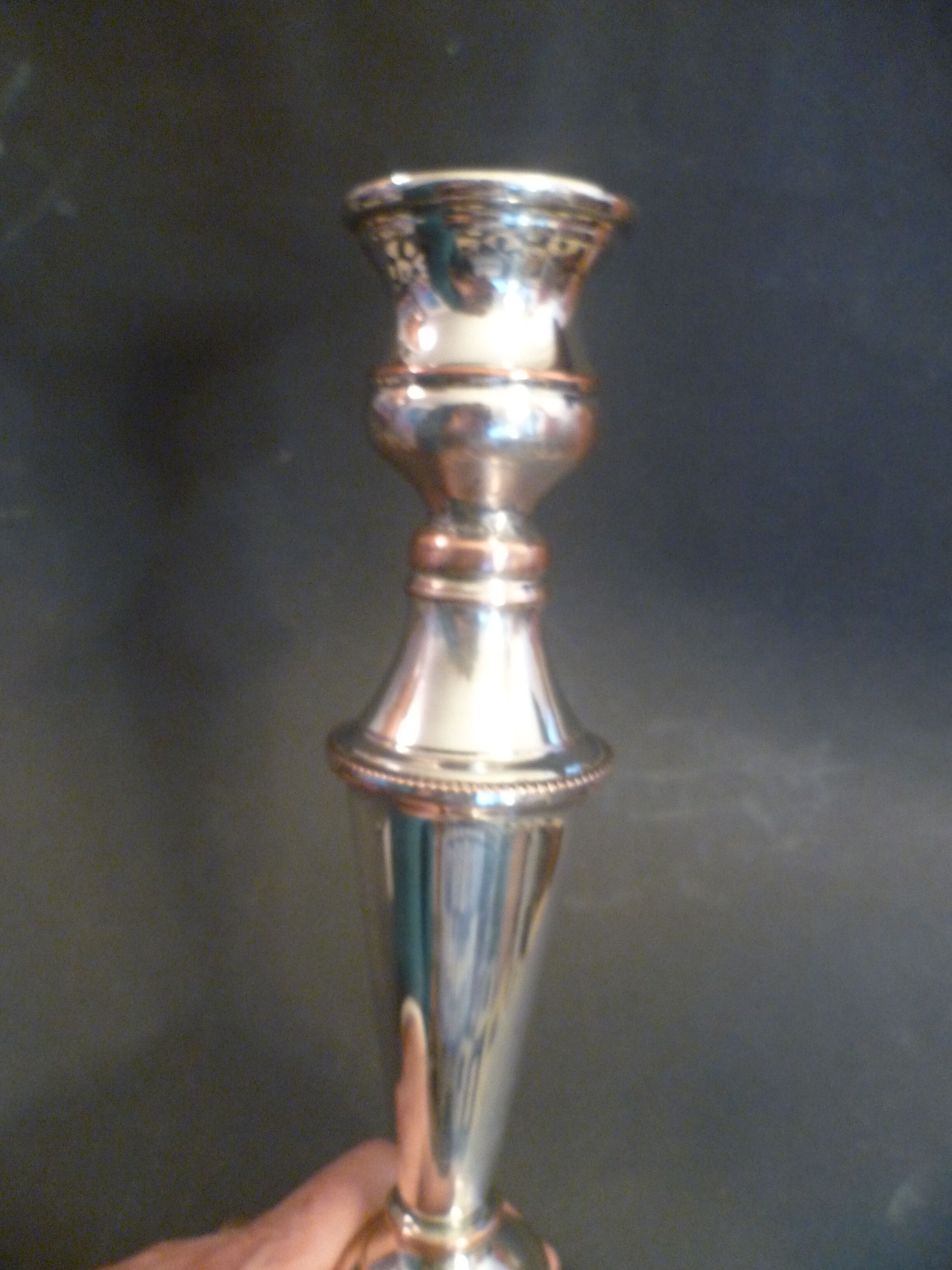 Large pair of candlesticks / candlesticks 3 lights in silver met.t.