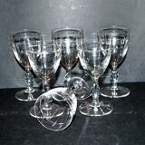 Set of 6 vintage stemmed glasses in glass cut with drops 11.5cm