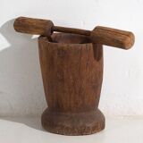 Mortier et pilon anciens de style wabi-sabi (c.1920) #1
