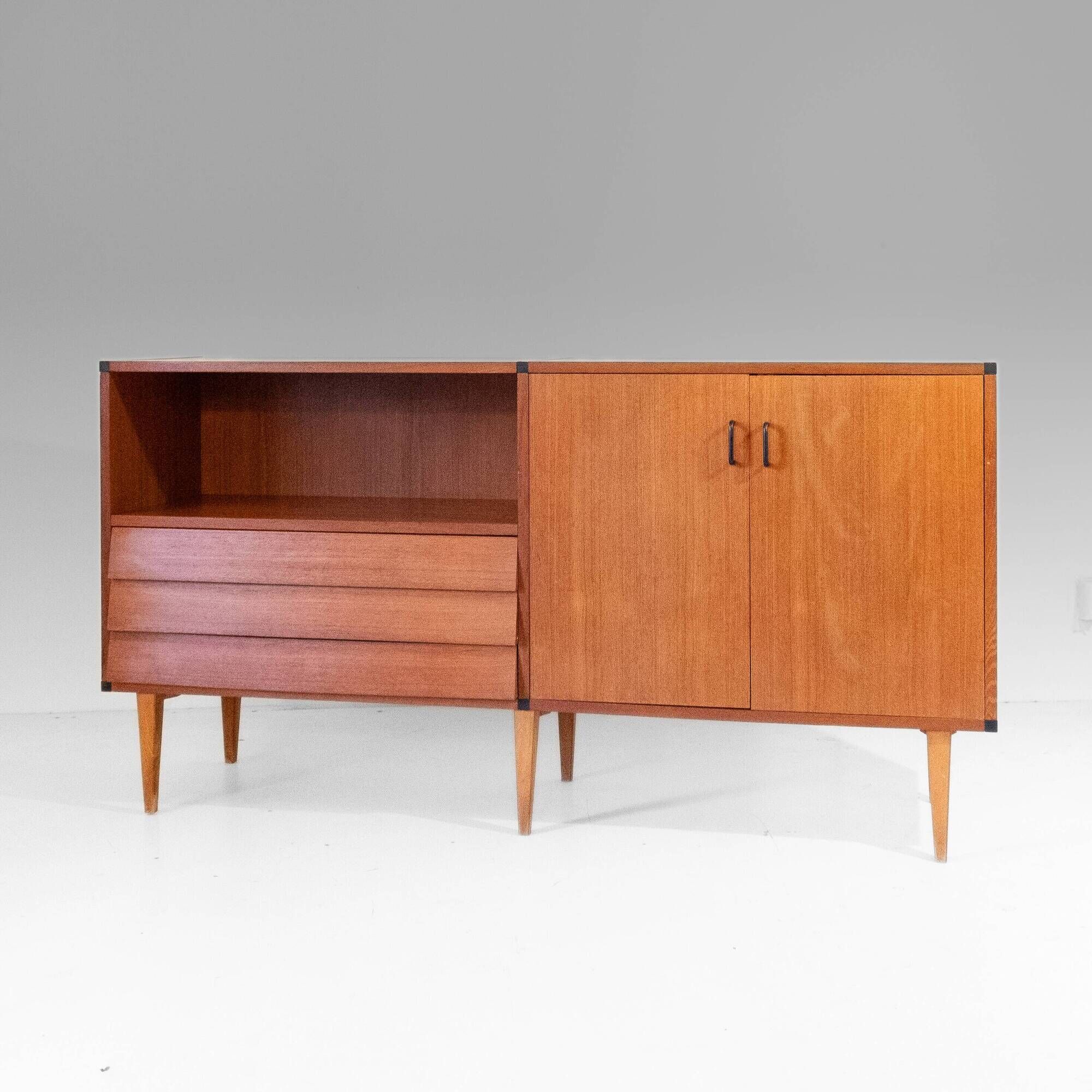 1960s Vintage Teak Sideboard with Drawers in Scandinavian Style