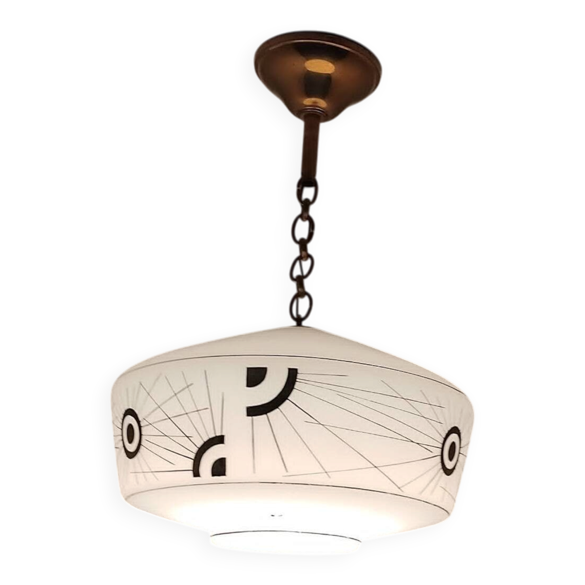 Suspension opaline décorée années 50/60