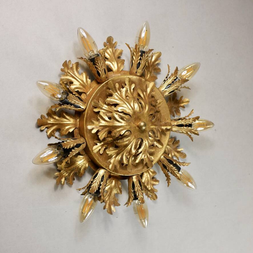 Italian gold wall or ceiling light, Banci Firenze, 1970s