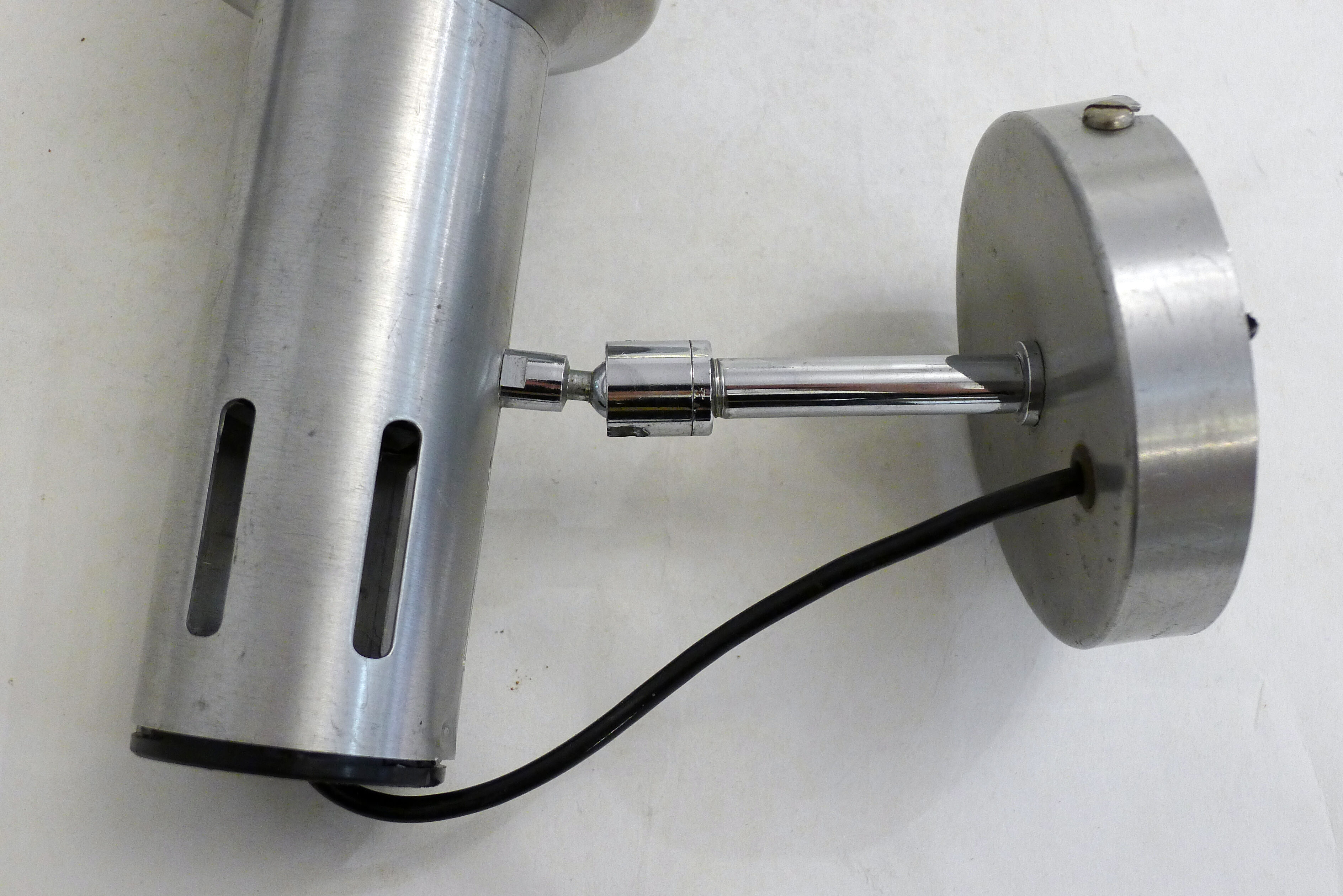 Brushed metal adjustable wall spotlight 1970s