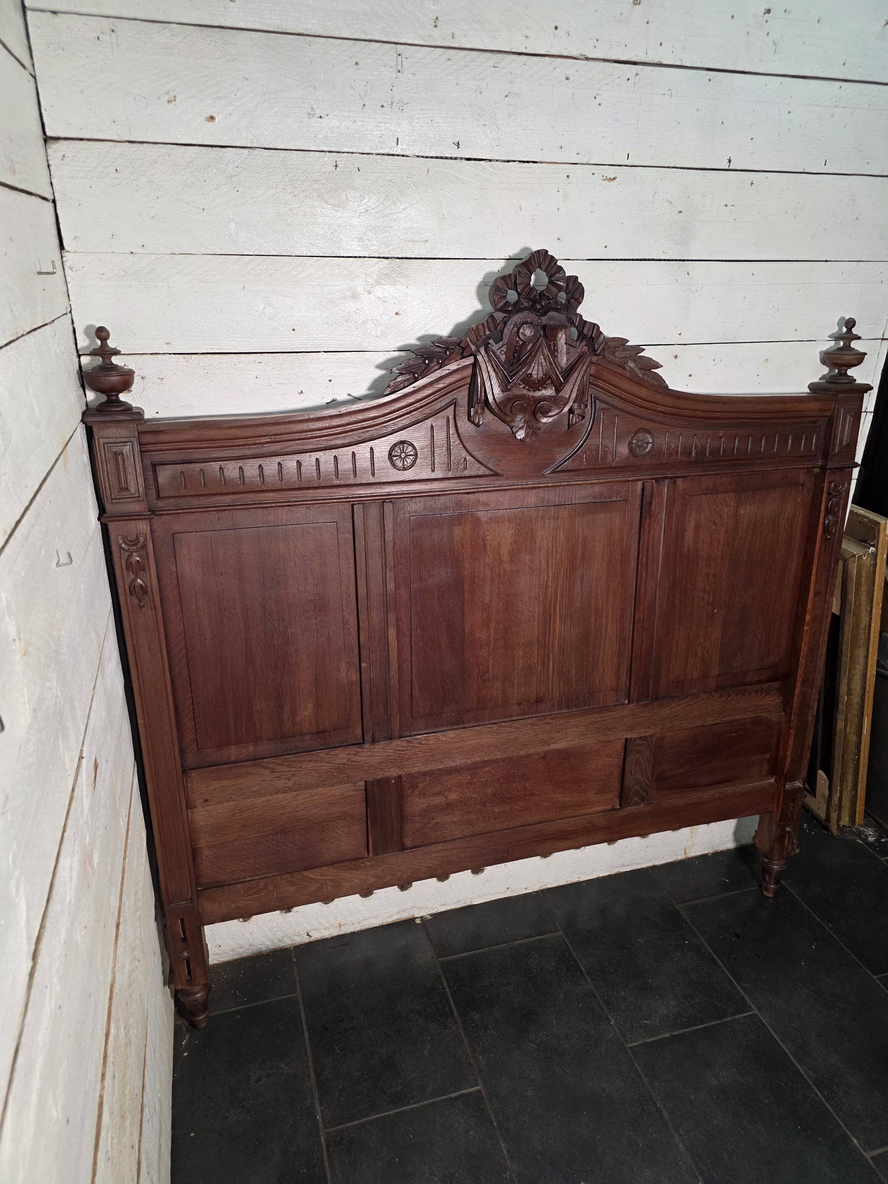 Antique solid oak headboard