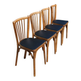 4 baumann n°12 black leatherette chairs, medium beech