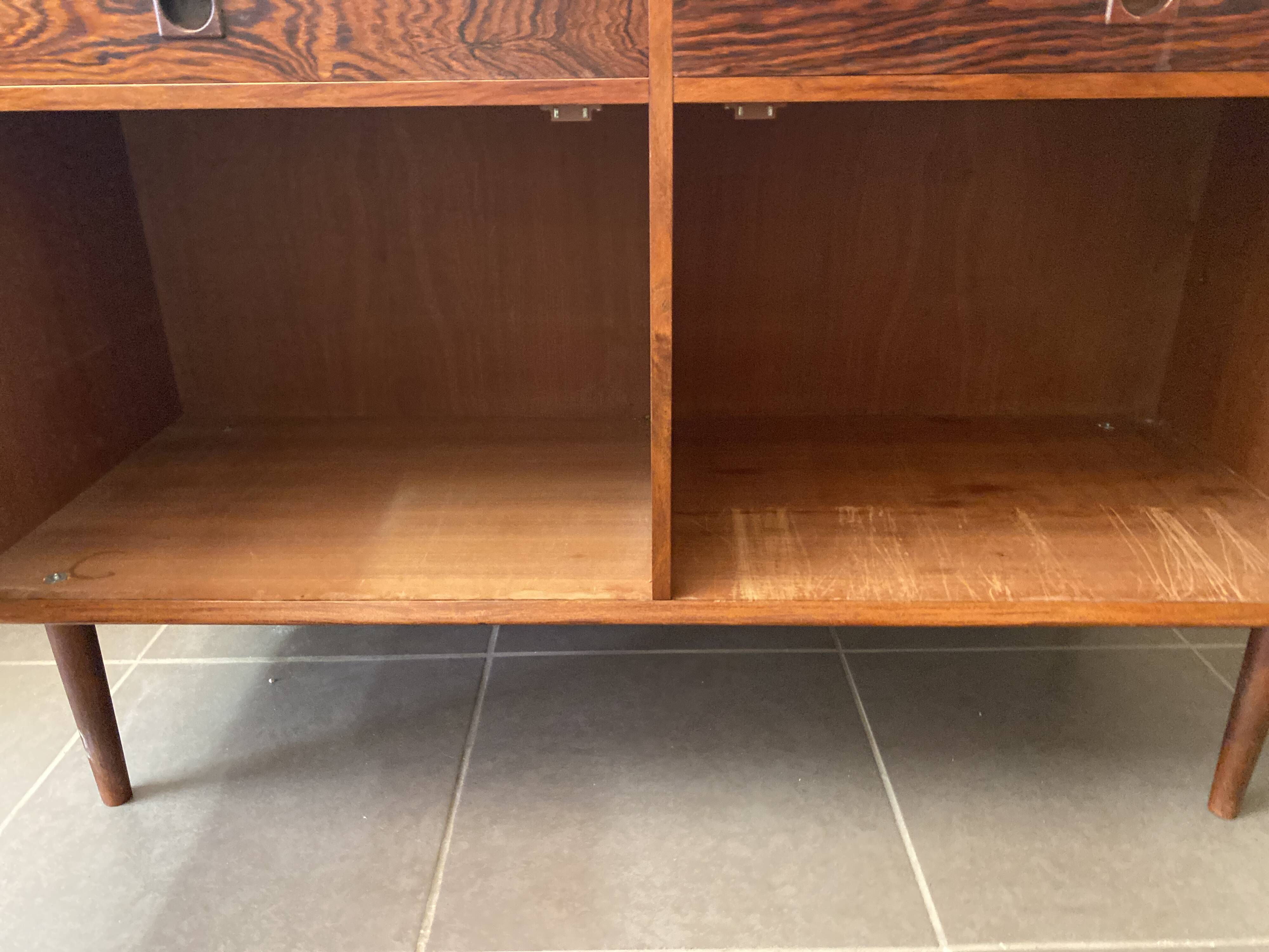 Scandinavian rosewood sideboard with 2 drawers by Eric Brouer for Mobelfabrik 1970