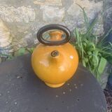 Gargoulette, Provençal jug in enamelled ceramic, vintage ochre color