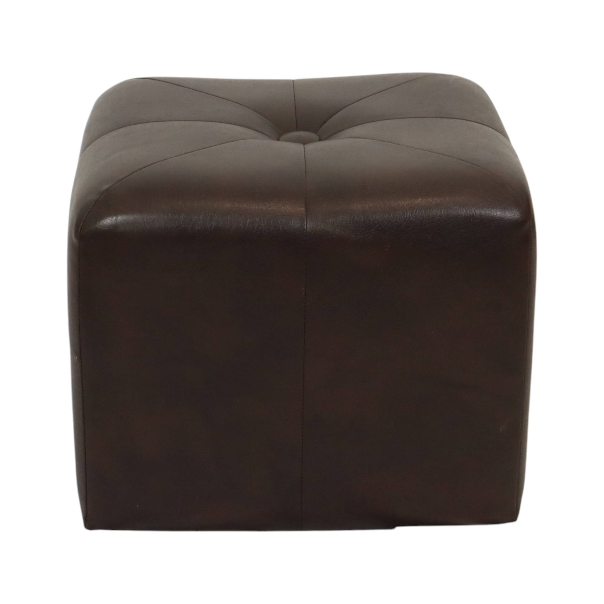 Vintage Square Pouf Brown Faux Leather Patchwork 40cm