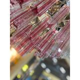 Vintage Clear and Pink “Triedro” and Quadriedro Murano Glass Chandelier