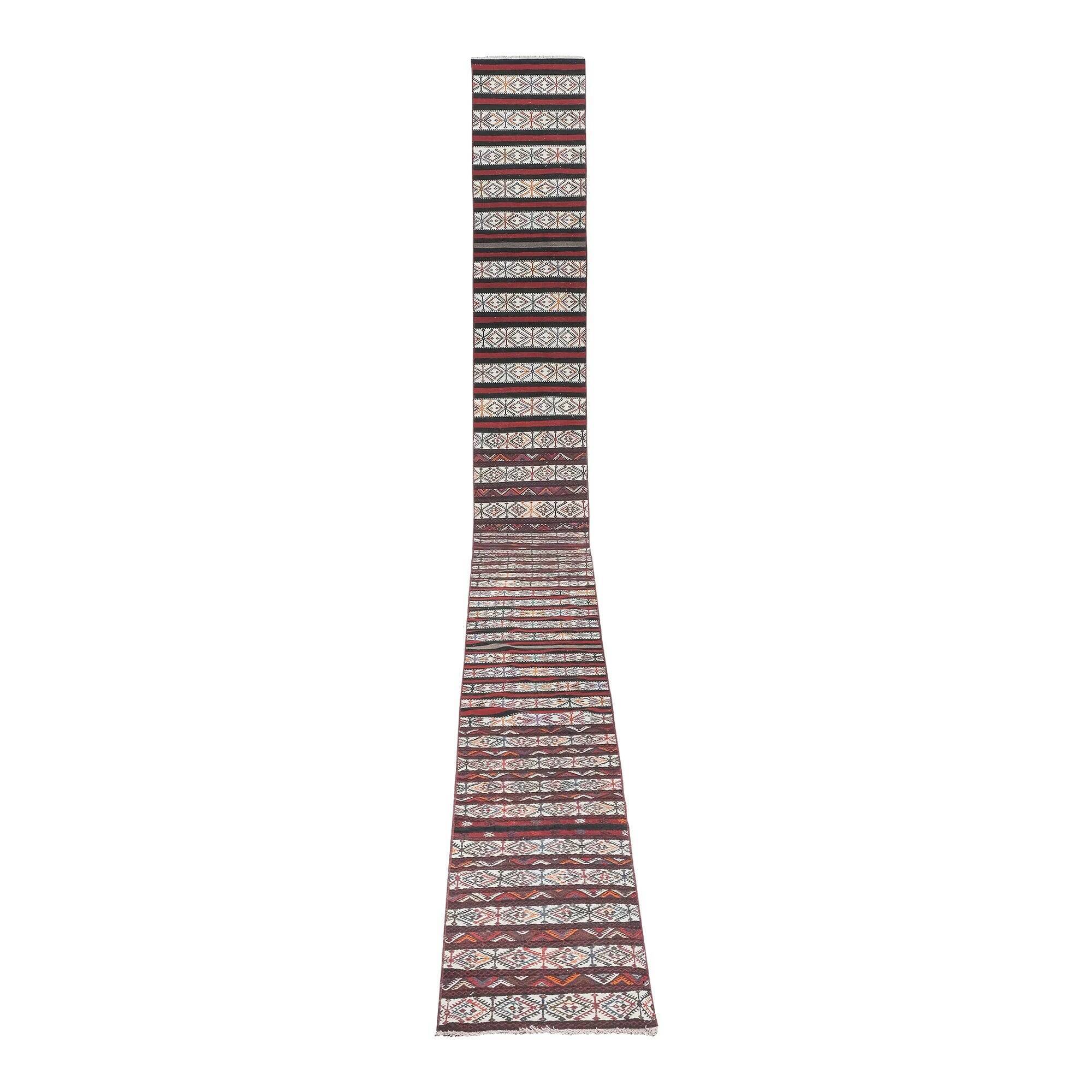 Vintage Turkish hallway rug 64x894 cm