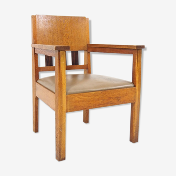 Fauteuil hollandais en chêne et palissandre 1930