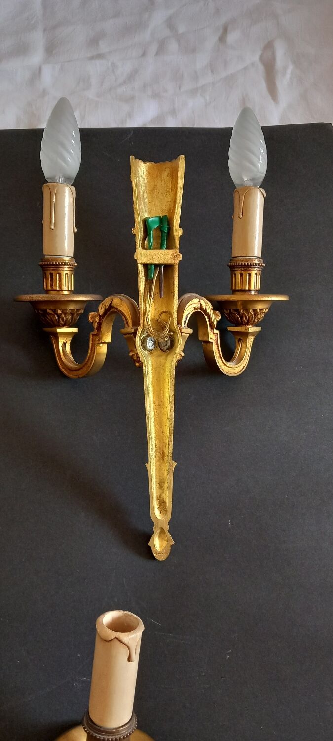3 appliques murale bronze doré