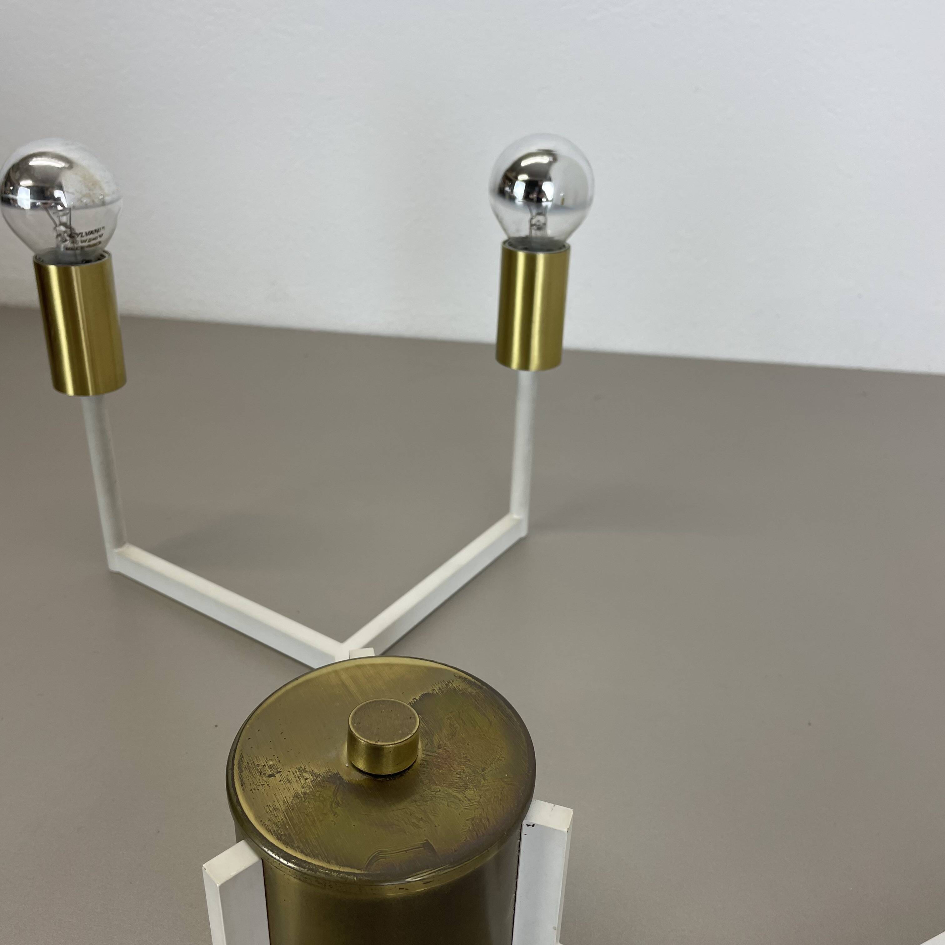 Large brass italian cubic sputnik ceiling light flush mount, italy, 1960s