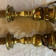 Old gilded bronze candle holder lamp bases