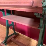 Cast iron and wood school desk