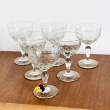 6 verres à pied guillochés du 19 ème siècle