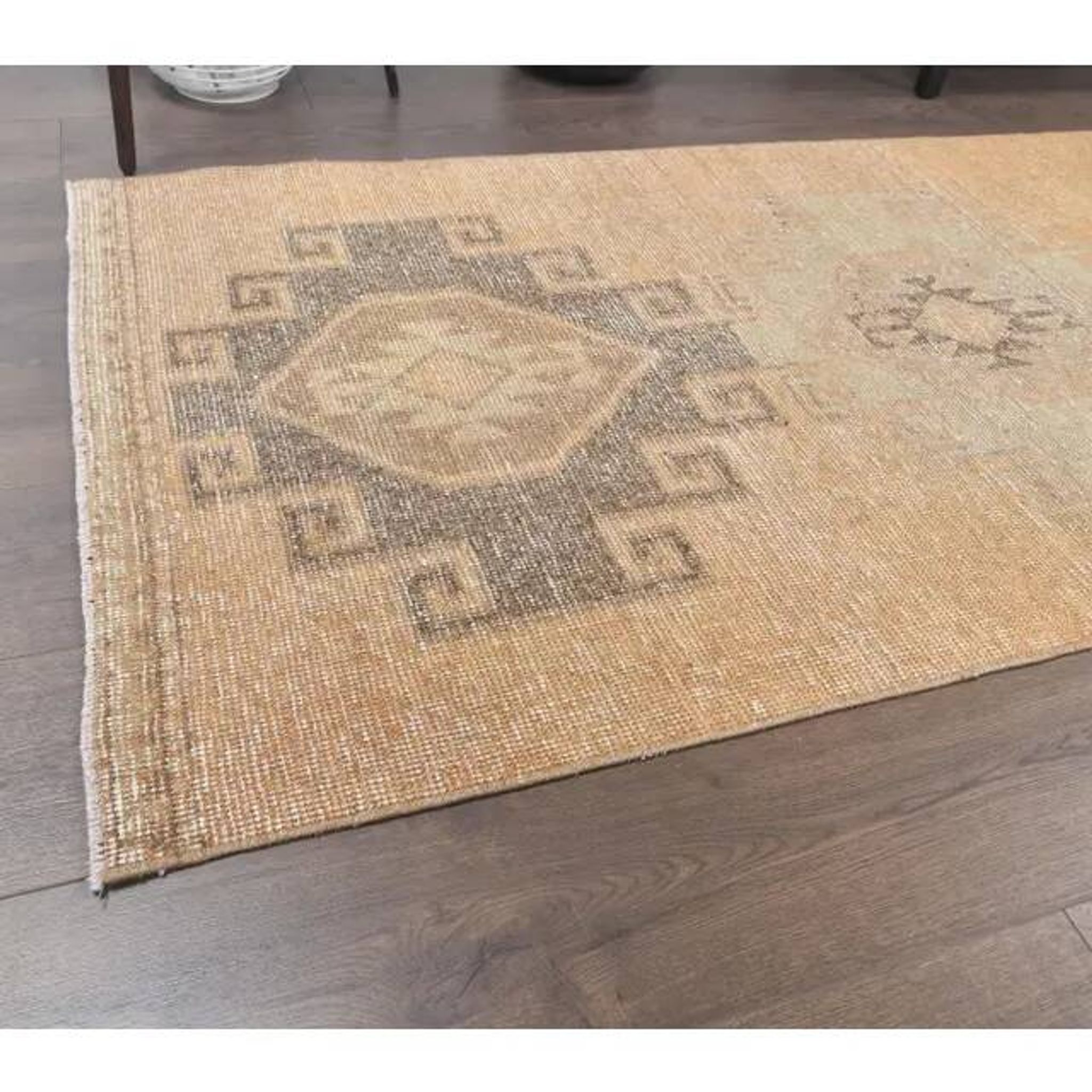 Turkish Oushak wool kilim rug 96x365