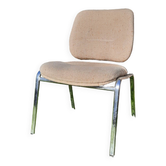 Chaise de bureau en métal chromé et laine bouclée, Vog années 1970