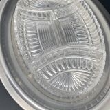 Plat en métal argenté avec coupelles compartimentées en verre