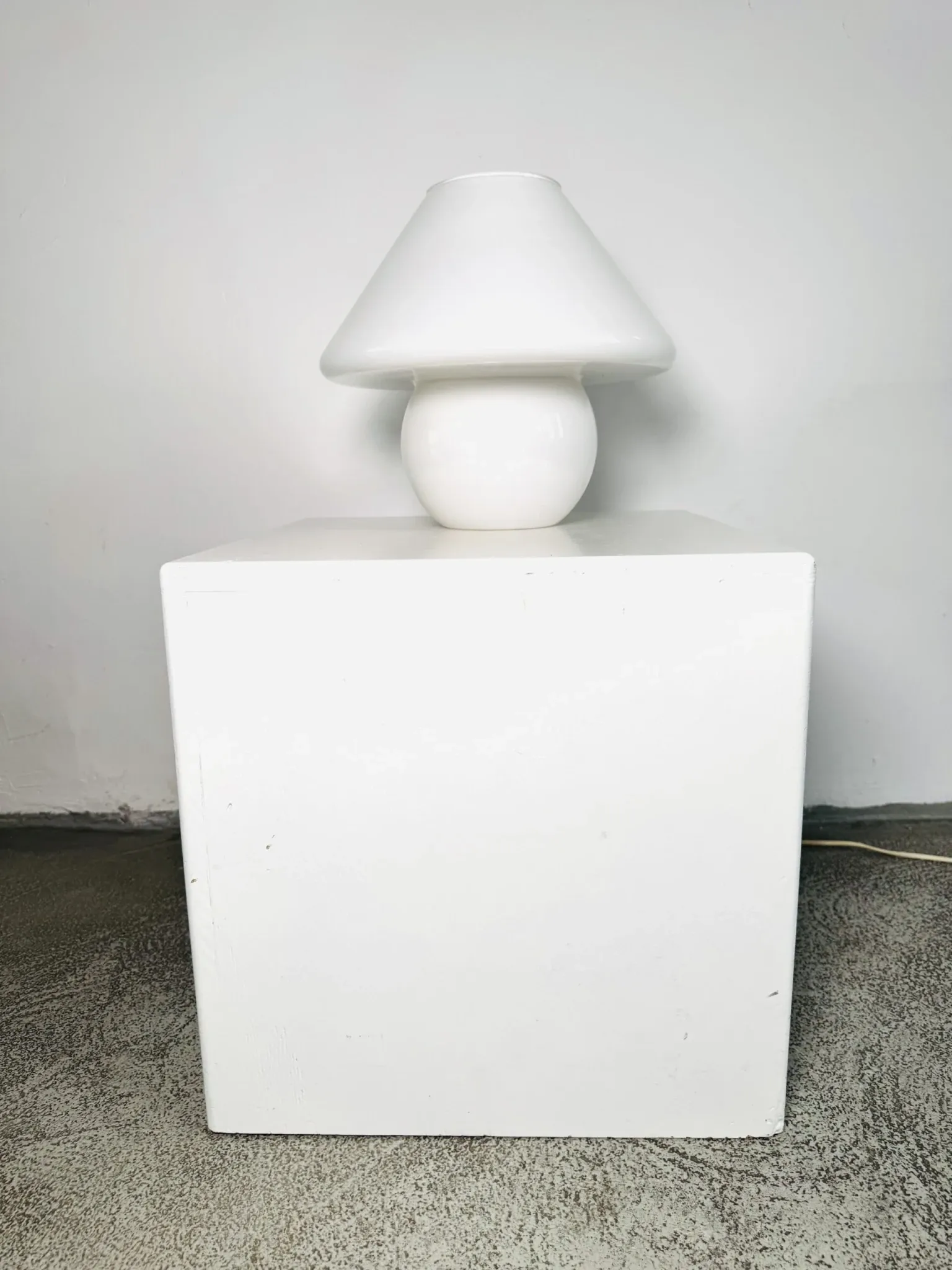 Opaline Mushroom Table Lamp By Paolo Venini For Murano, Italy, 1970S