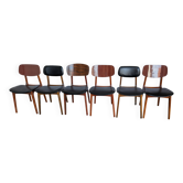 Set of 6 Mix & Match Vintage STOL Kamnik Dining Chairs Yugoslavia 1970s