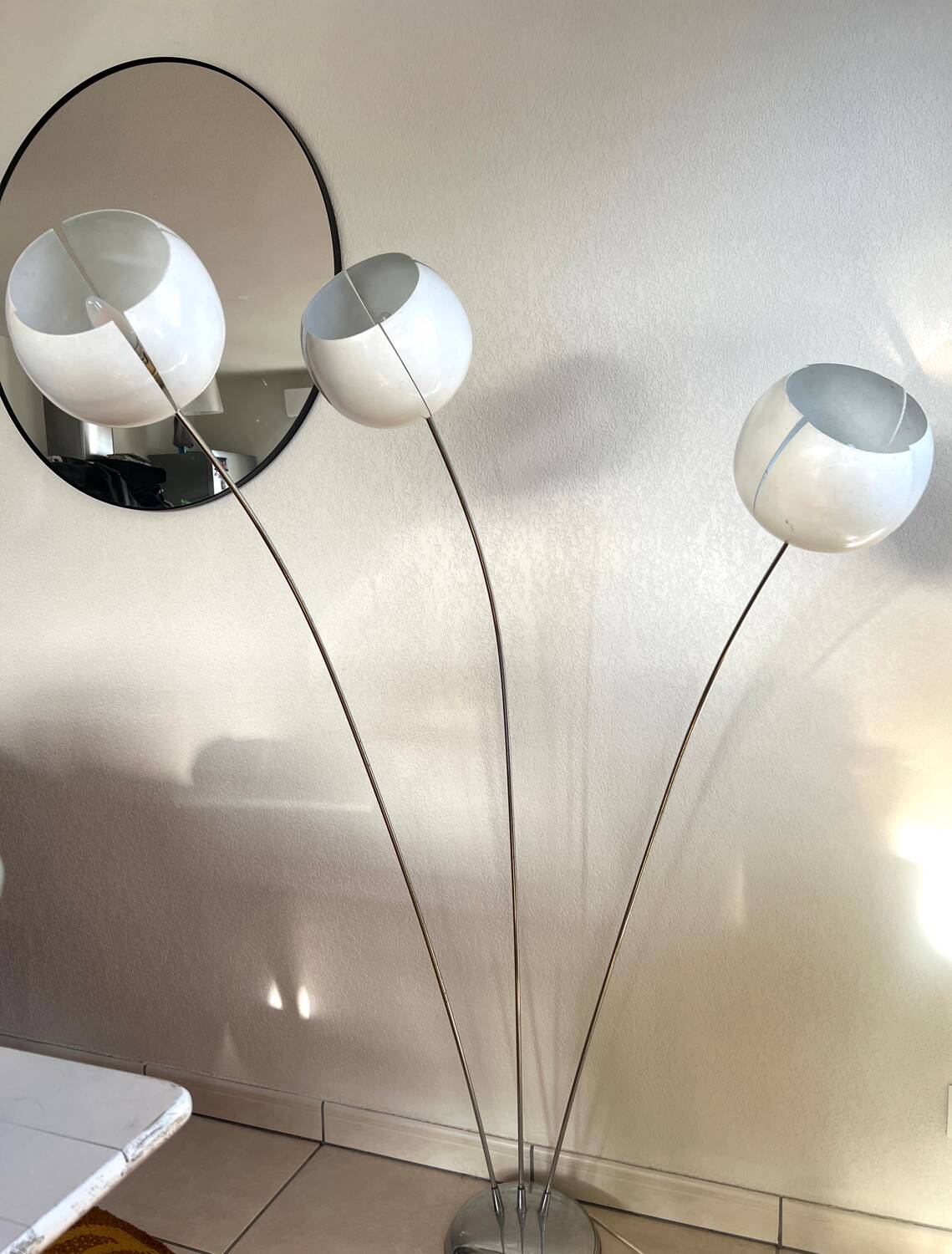 DELMAS three-arm chrome floor lamp - vintage 1970s