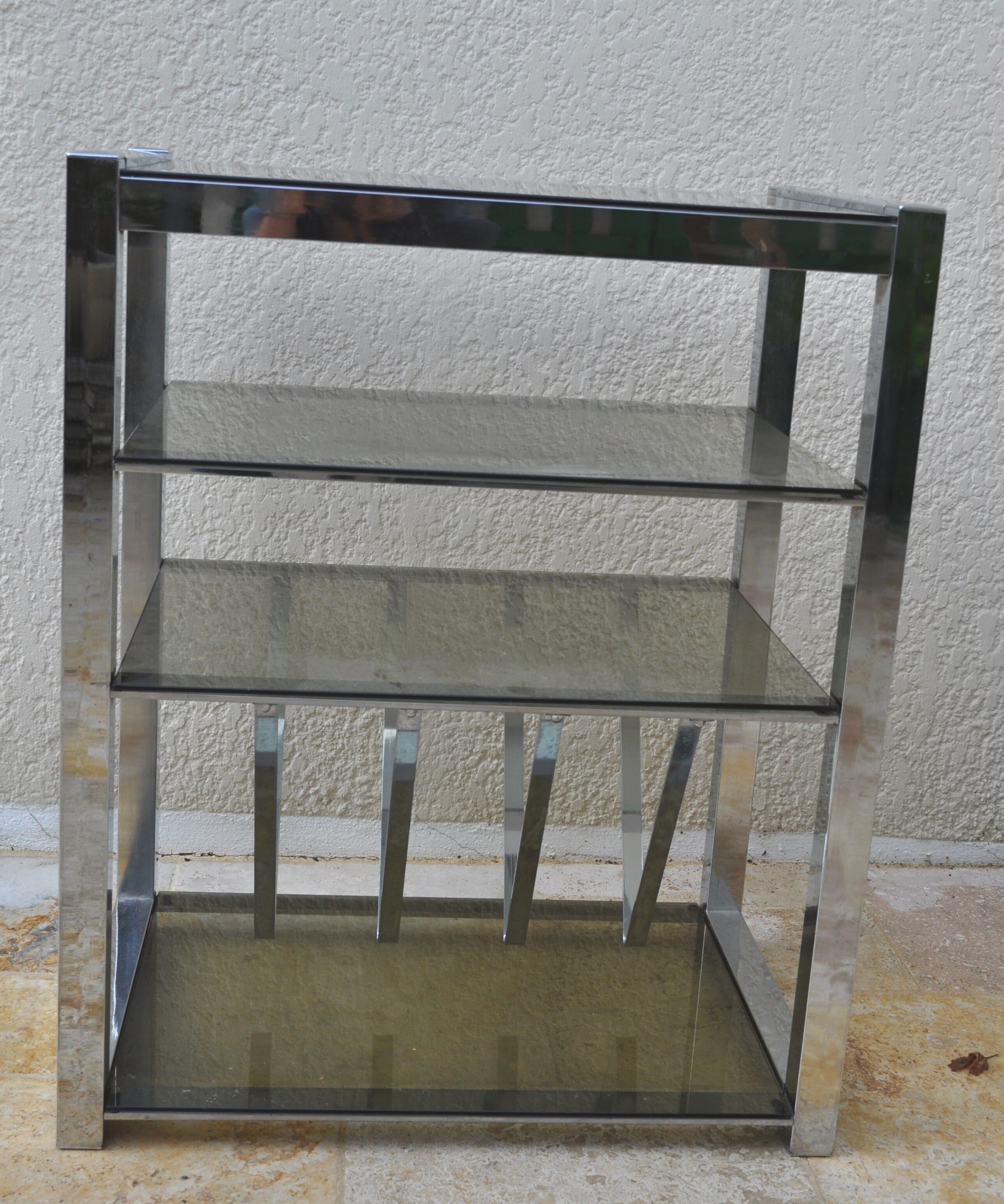 Hi-Fi seventies chrome furniture - smoked glass