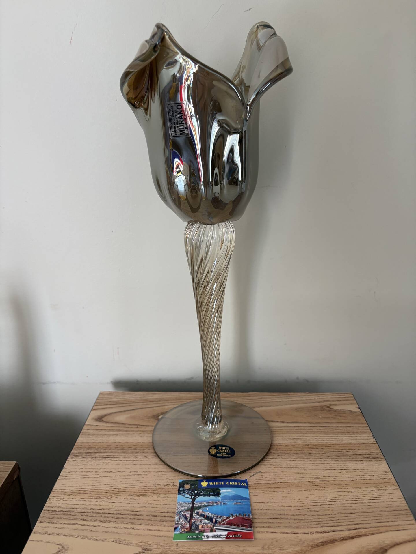 36cm Vintage Murano Glass Candle Holder