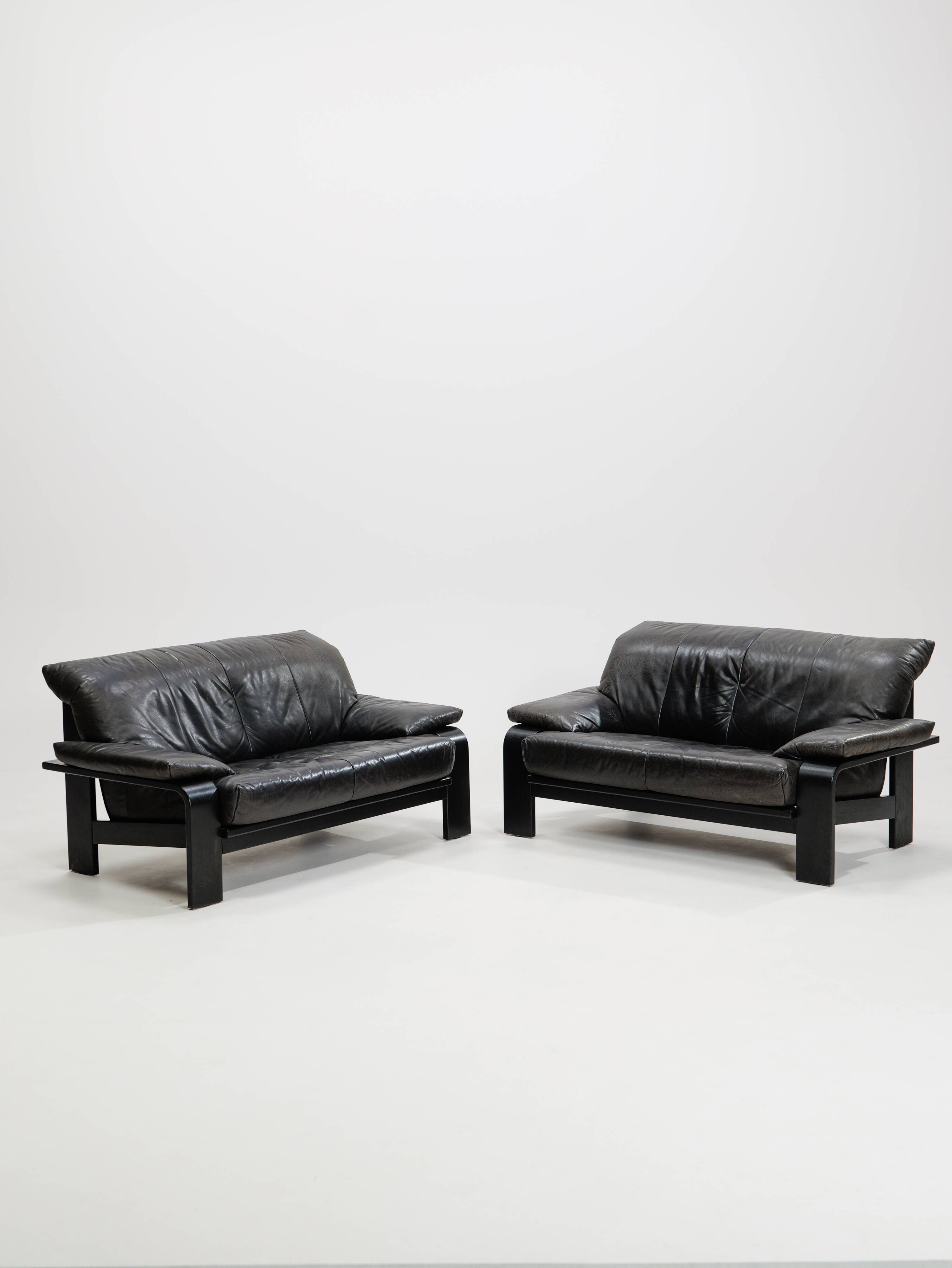 Postmodern German brutalist lounge sofa by Rolf Benz for Musterring, 1990s, set of 2