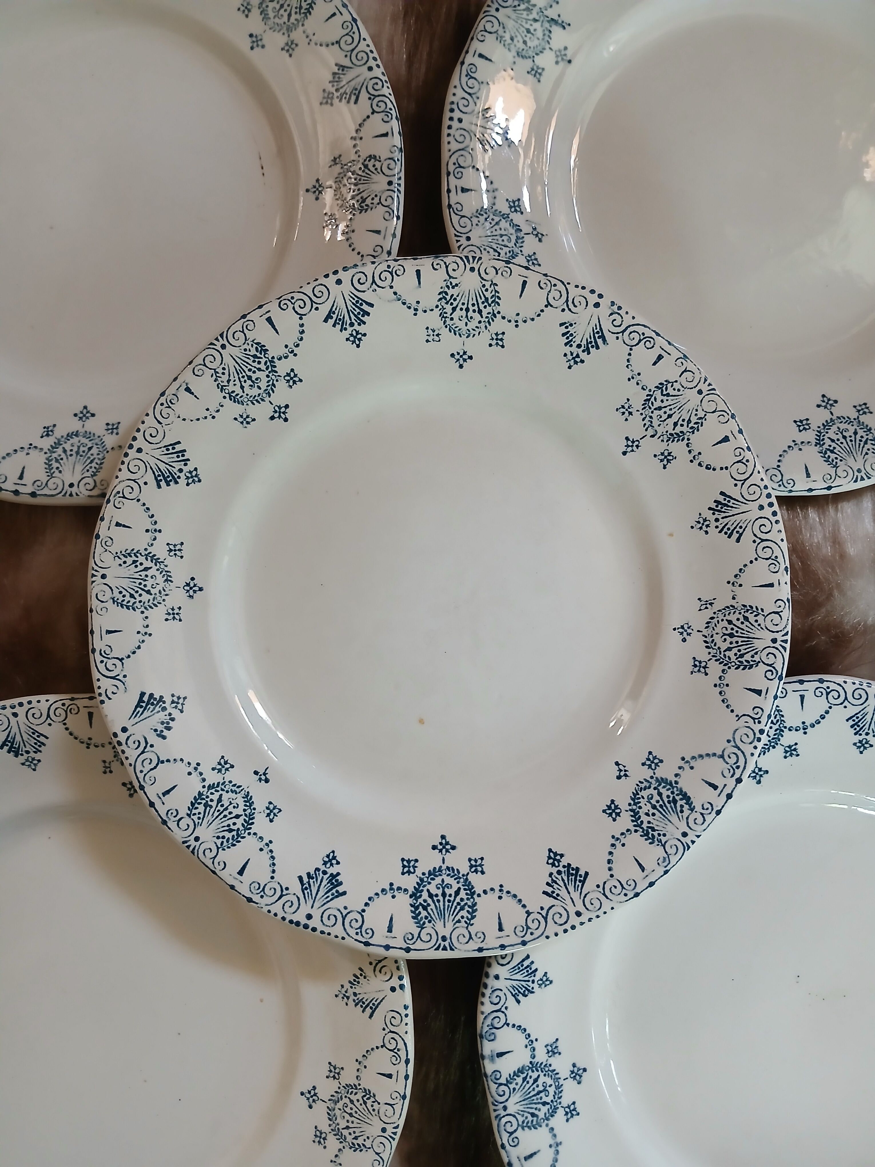 7 antique dessert plates in ironstone
