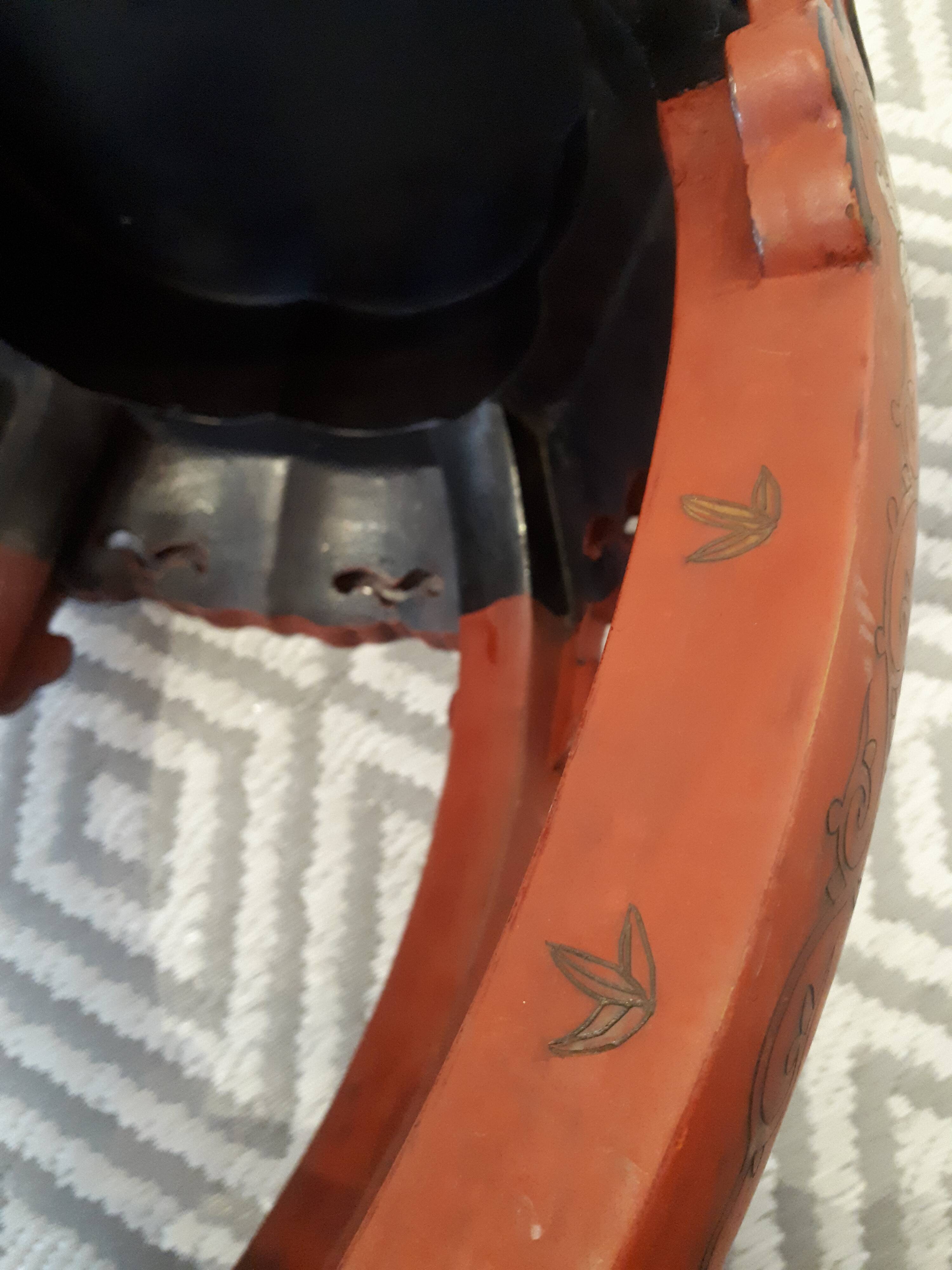 Stool Chinese pedestal table old red lacquer