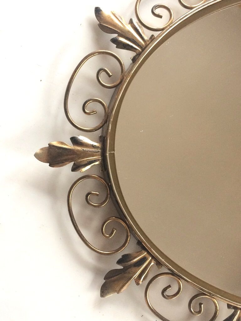 Deknudt 60s gold brass oval mirror- 65x50cm