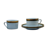 Duo cups Limoges bordered green gilded with fine gold