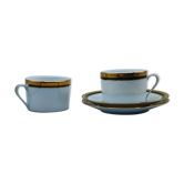 Duo cups Limoges bordered green gilded with fine gold