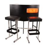 Vintage illuminated bar with stools, 1970s