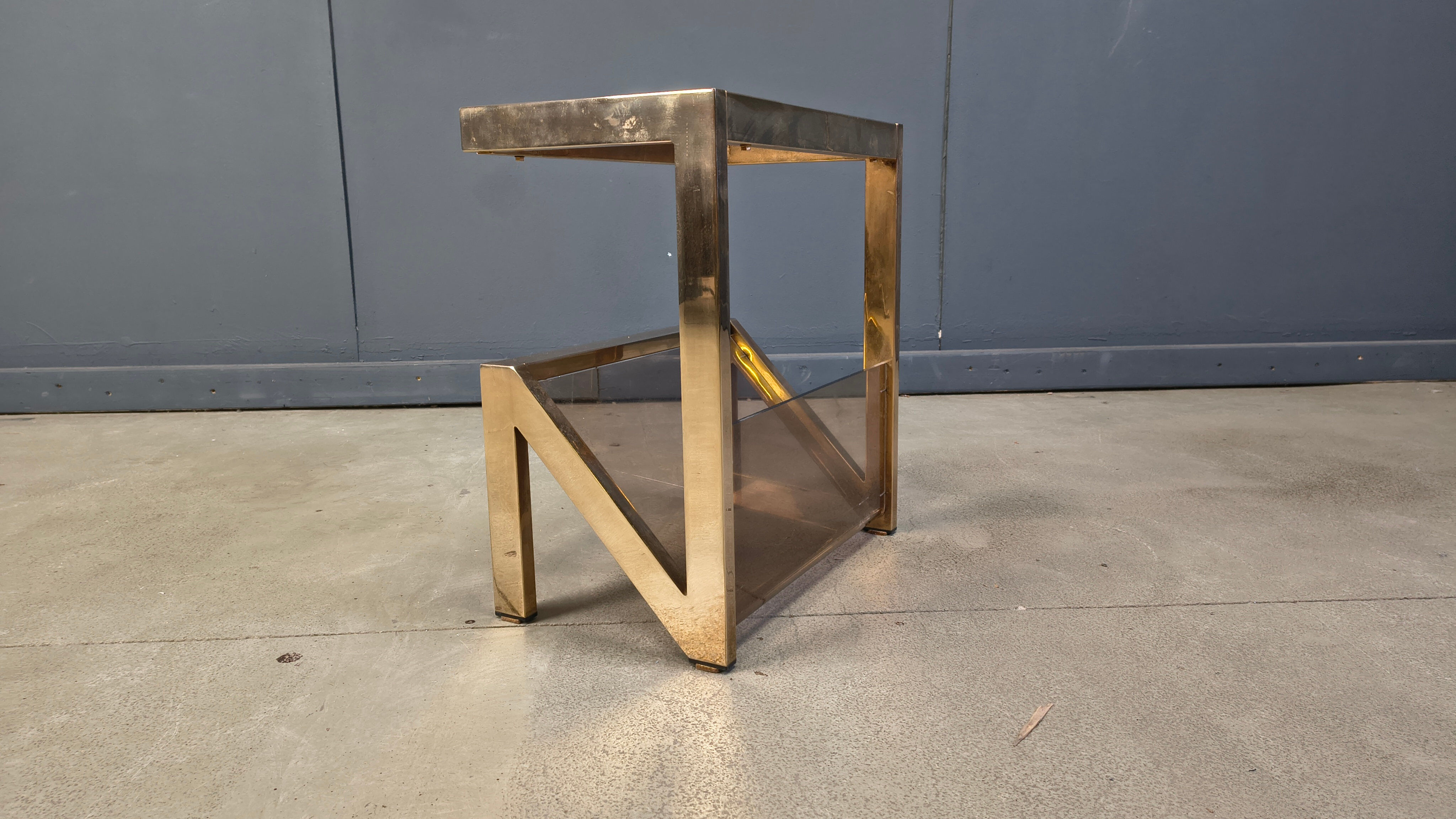 Brass magazine rack by Belgochrom, 1970s