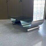 Brushed stainless steel coffee table, 1970
