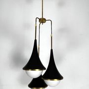 Mis-Century Stilnovo style pendant with three lights. Italy 1950s