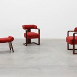 Ensemble of Two Art Deco Chairs with Matching Stool, Belgium ca. 1920