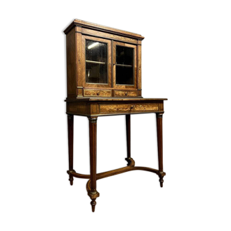 Bonheur du jour desk in Louis XVI style in precious wood marquetry circa 1850